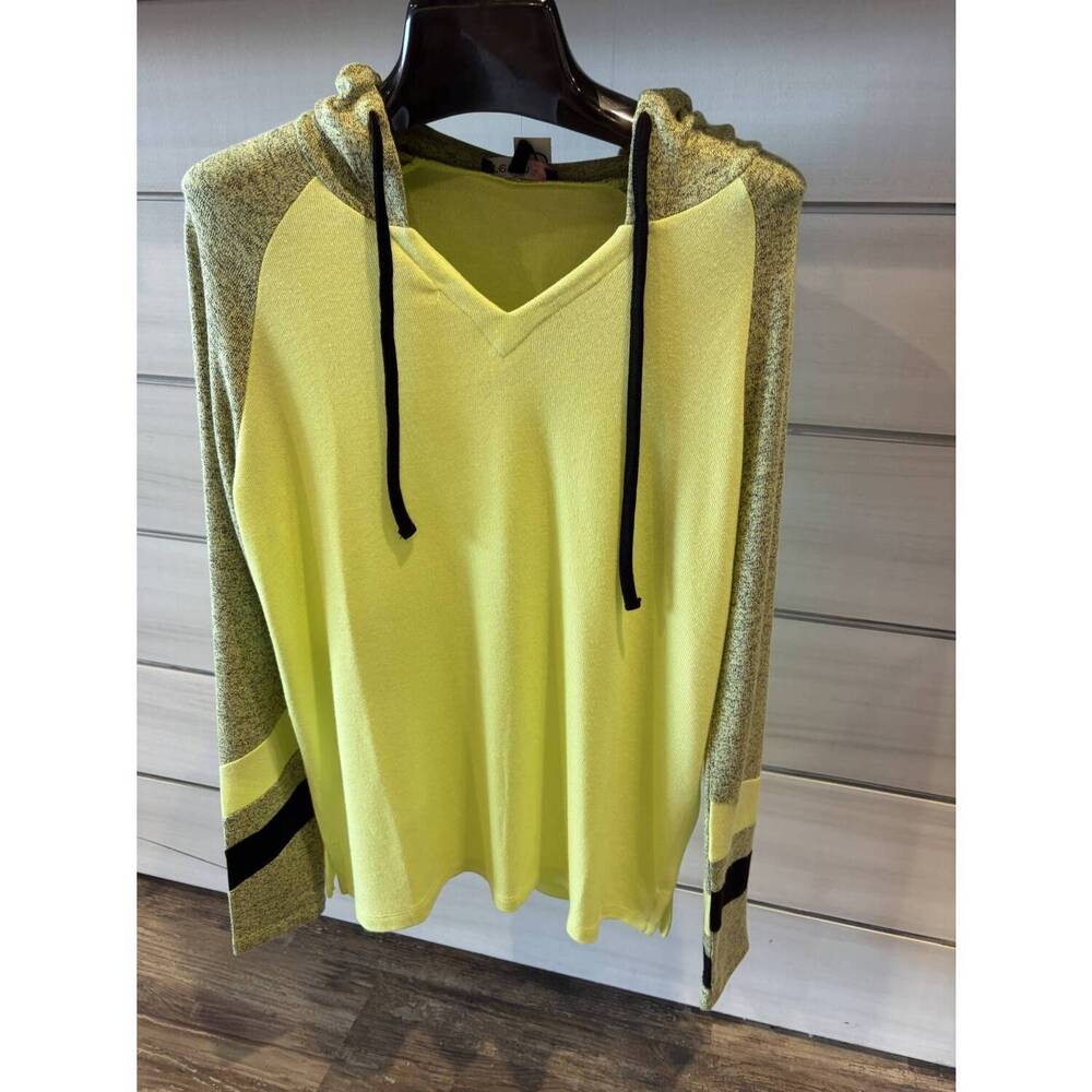 NEW FRENCH KISS women's v neck hoodie in lime